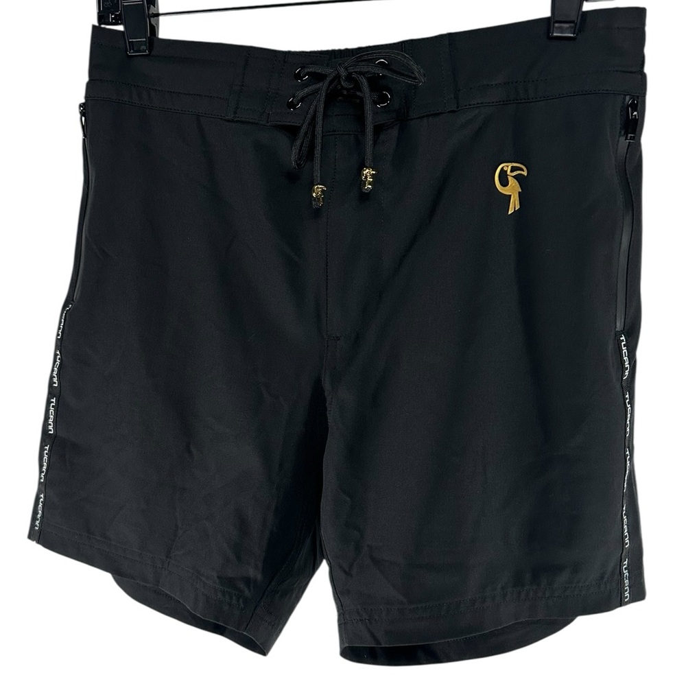 TUCANN / Black Swim Trunks with Gold Details / Medium - Picture 2 of 9